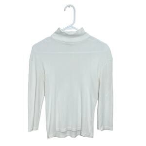 JOHN PATRICK Cream Mock Turtleneck 100% Cotton Stretchy Casual Closet Staple XL